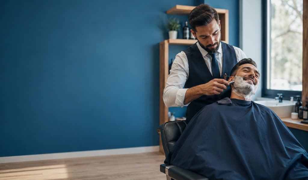 Barbeiro atendendo cliente na barbearia